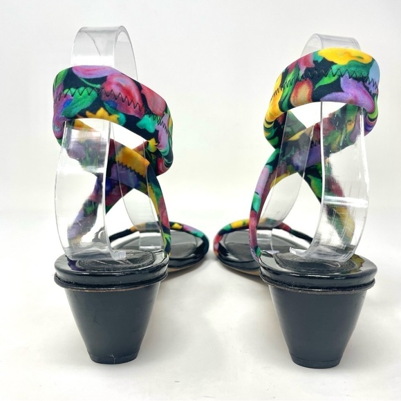 Donald J. Pliner Floral Neoprene Stretch Strap Kitten Heel Sandals Size 10.5 - Picture 6 of 11